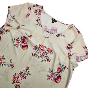 Torrid Georgette Keyhole Blouse In Off-White Floral Plus Size Womans Top Size 00